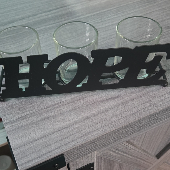 Other - Hope Tea Light Or Flameless Tea Light Holder Black Metal Clear Glass Inspiration